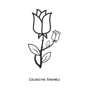 Image à colorier de deux roses avec des épines