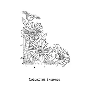 Image à colorier de quatre belles marguerites