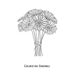 Image à colorier d'un bouquet de marguerites
