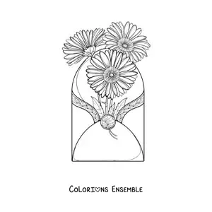 Image à colorier d'une enveloppe ornée de marguerites