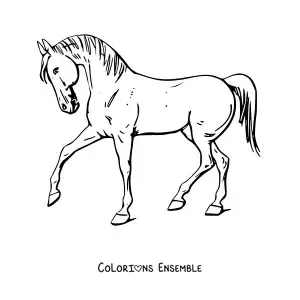Image à colorier d’un cheval de profil
