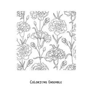 Image à colorier de plusieurs beaux œillets