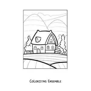 Image à colorier d’une maison de campagne