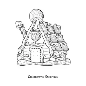 Image à colorier d’une maison en pain d’épices
