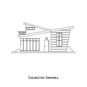 Image à colorier d’une maison moderne