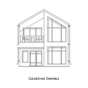 Image à colorier d’une maison à deux étages
