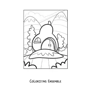 Image à colorier d’une maison en forme de poire