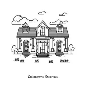 Image à colorier d’une maison de style ancien