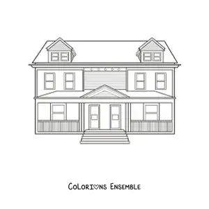Image à colorier d’une grande maison