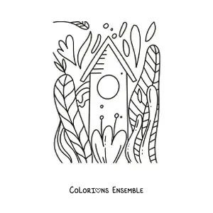 Image à colorier d’une jolie maison avec un jardin