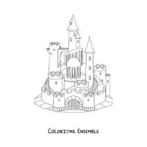 Image à colorier d’un château médiéval