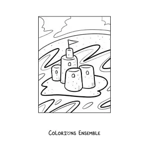 Image à colorier des tours d’un château de sable