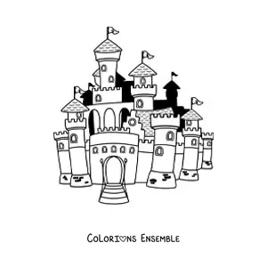 Image à colorier d’un château fantastique
