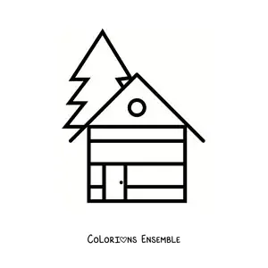 Image à colorier d'une cabane en bois toute simple