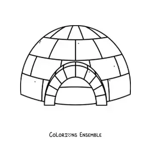 Image à colorier d'un igloo vu de face