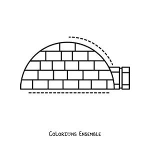 Image à colorier d'un igloo vu de côté