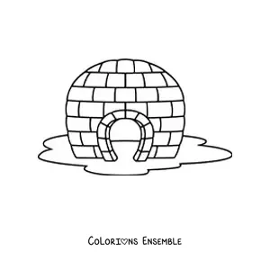 Image à colorier d'un igloo en train de fondre