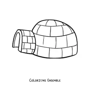Image à colorier d'un igloo traditionnel