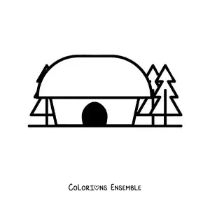 Image à colorier d'une hutte toute simple