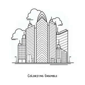 Image à colorier de plusieurs gratte-ciel