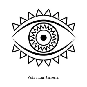 Image à colorier d'un œil avec des cils triangulaires