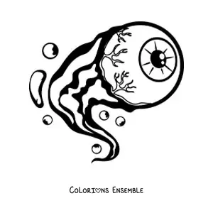 Image à colorier d'un globe oculaire de style dessin animé