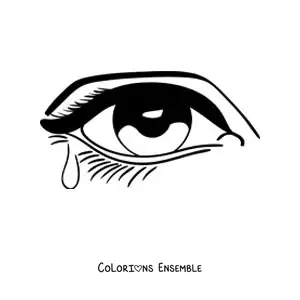 Image à colorier d'un œil de femme avec une larme
