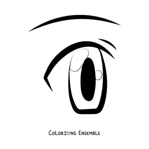 Image à colorier d'un œil dessiné dans le style manga