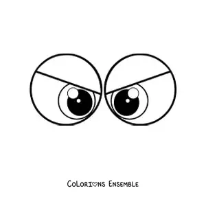 Image à colorier d'une paire d'yeux furieux de style dessin animé