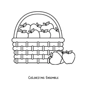 Image à colorier d’un panier rempli de pommes