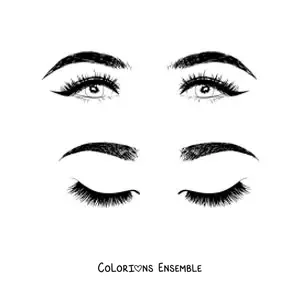 Image à colorier de deux paires d'yeux et de sourcils de femme réalistes avec un joli maquillage