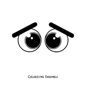 Image à colorier d'une paire d'yeux larmoyants de style dessin animé
