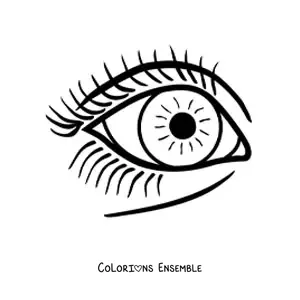 Image à colorier d'un grand œil avec des cils