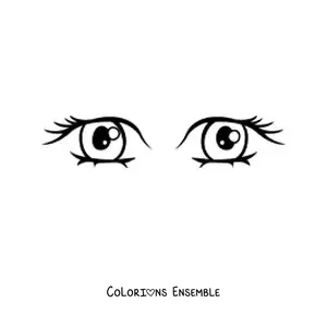 Image à colorier d'une paire d'yeux de femme de style dessin animé