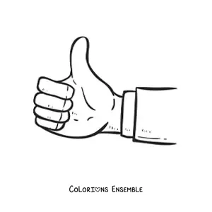 Image à colorier d'une main avec le pouce levé