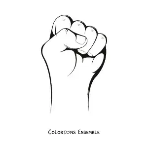 Image à colorier d'un poing gauche fermé