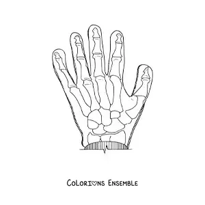 Image à colorier d'une radiographie d'une main