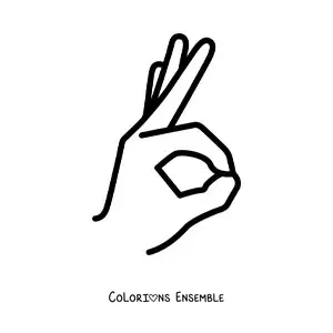 Coloriage d'une main faisant le signe OK