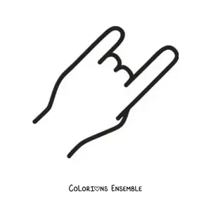 Coloriage d'une main faisant le signe du rock