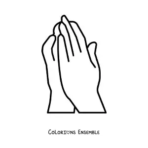 Coloriage de mains en prière