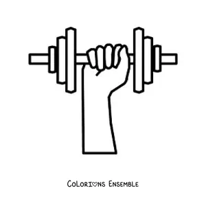 Coloriage d'une main soulevant un haltère