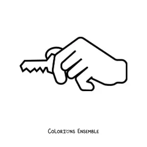 Coloriage d'une main tenant une clé