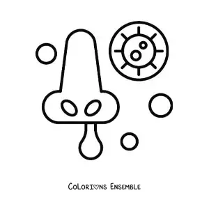 Coloriage d'un nez et d'un virus rigolo