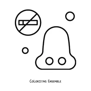 Coloriage d'un nez et d'un panneau d'interdiction de fumer