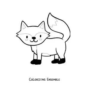 Coloriage d'un renard kawaii souriant