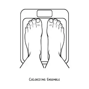 Coloriage de deux pieds posés sur une balance