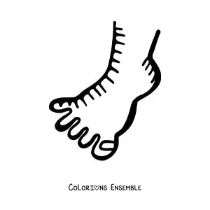 Coloriage d'un pied rigolo avec un ongle