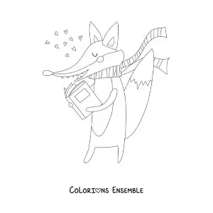 Coloriage d'un renard rigolo en train de lire un livre