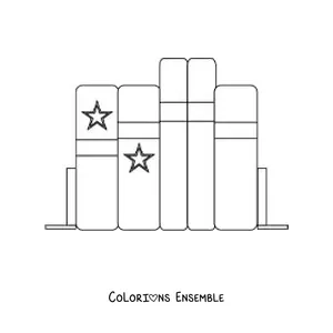 Coloriage de plusieurs livres sur une étagère