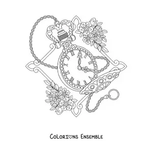 Coloriage d'une jolie horloge ancienne indiquant l'heure